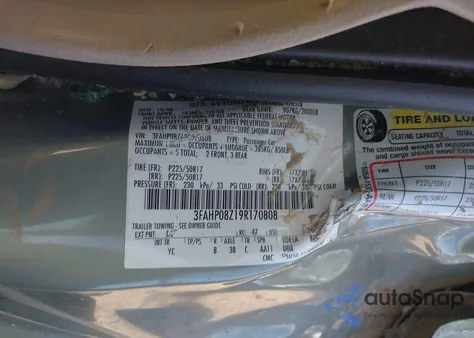 2009 Ford Fusion Sel from USA, damaged, VIN 3FAHP08Z19R170808